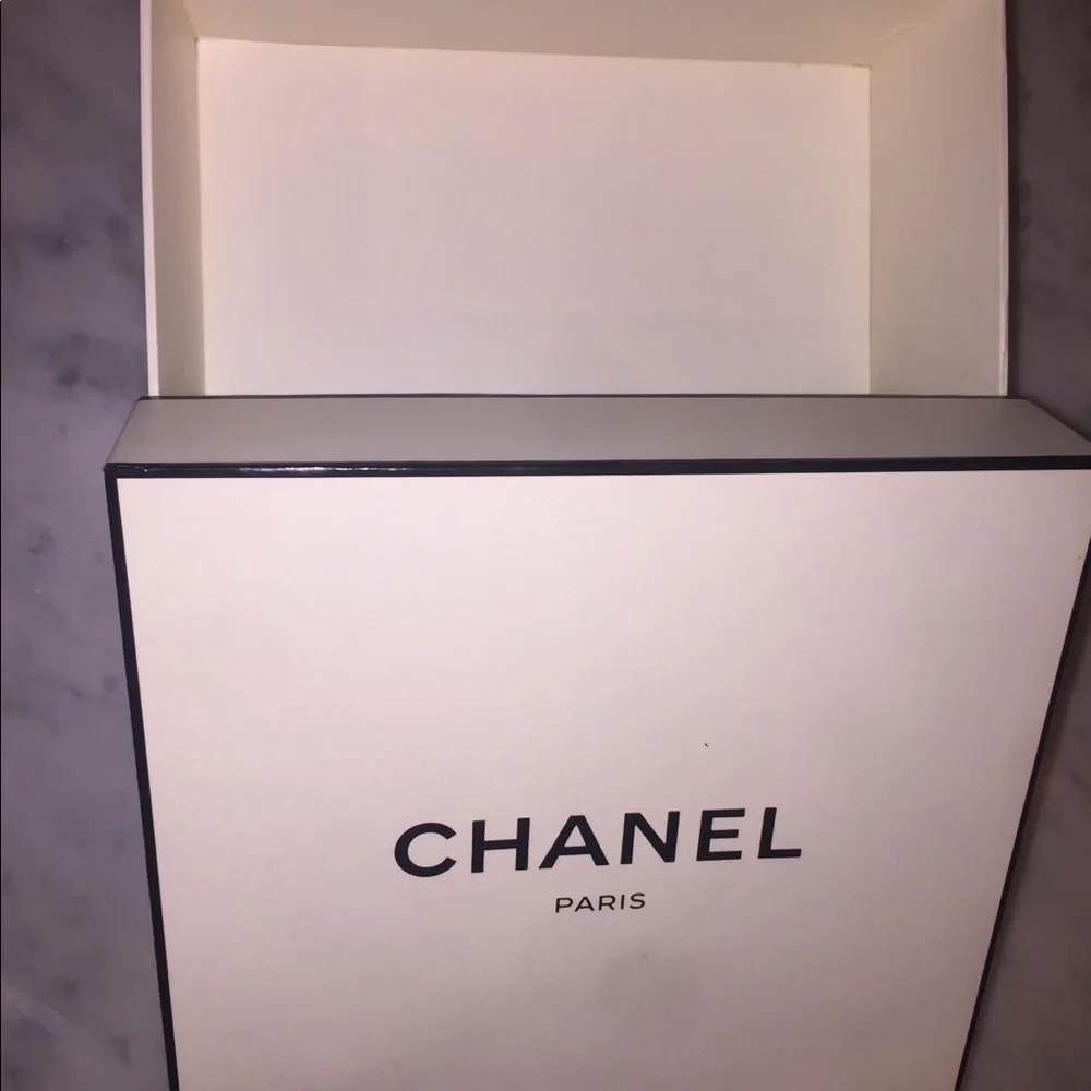 CHANEL gift box 8” square. Authentic white retail box